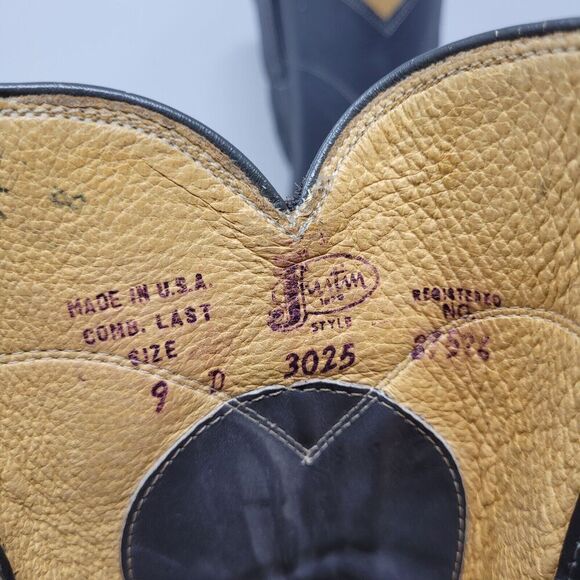 Justin Boots Mens 9D Gray Leather Roper Western Cowboy 3025 VTG USA - Picture 10 of 10